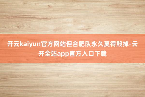 开云kaiyun官方网站但合肥队永久莫得毁掉-云开全站app官方入口下载