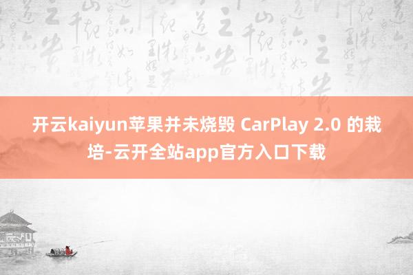 开云kaiyun苹果并未烧毁 CarPlay 2.0 的栽培-云开全站app官方入口下载